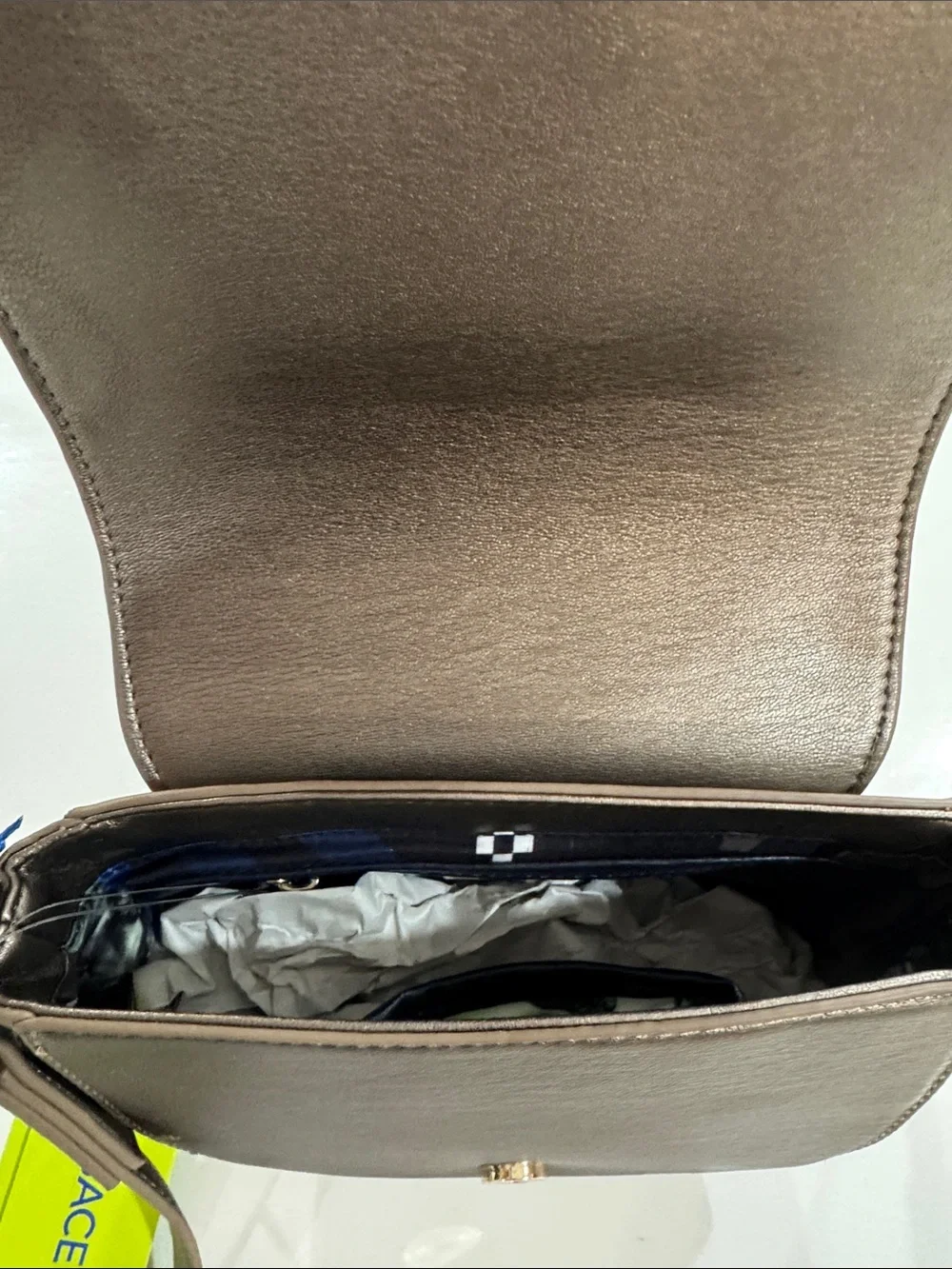 Versace Jeans Collection Taupe/Brown Embossed Logo Crossbody Bag